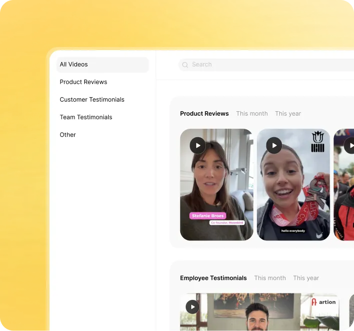 HappyClient video library dashboard mobile view